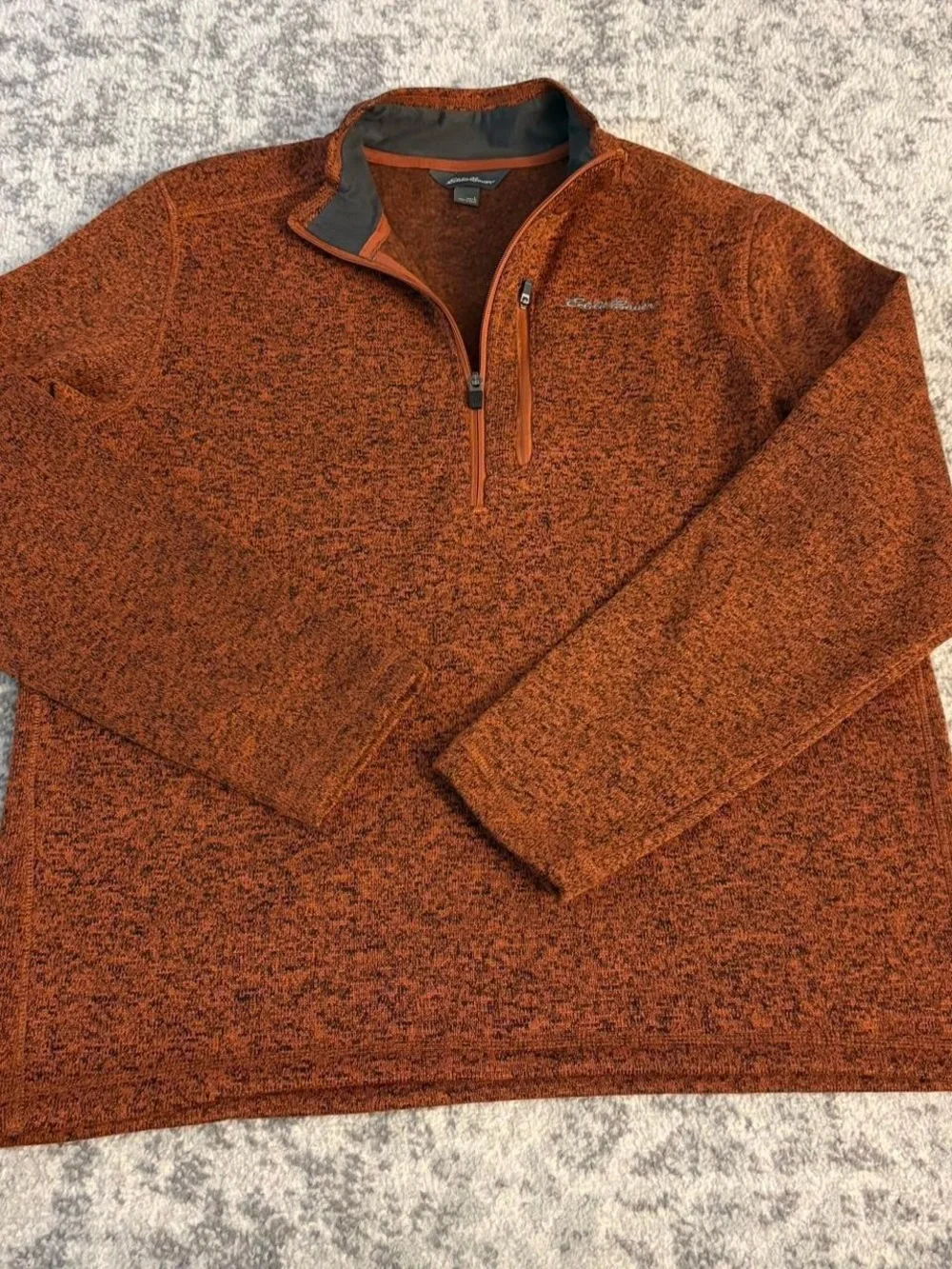 Men’s Eddie Bauer Orange Quarterzip Sweater Size Large